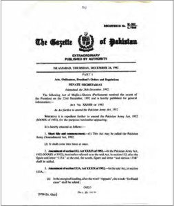 Pakistan Army Amendment Act 1992